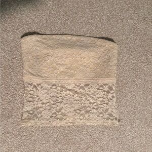 Hollister Cream Strapless Lace Top